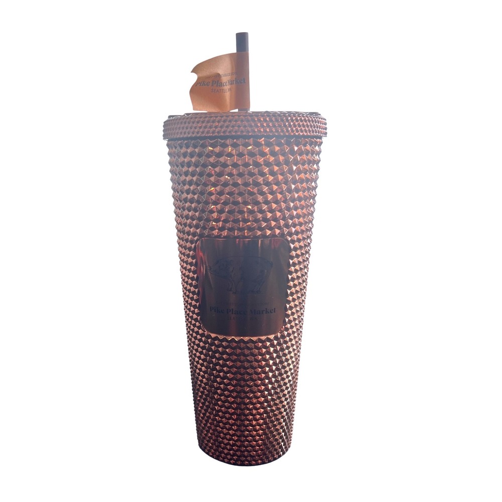 NWT - Starbucks First Store Pike Place Rose Gold Studded Tumbler 24oz Rachel Pig - Picture 3 of 6